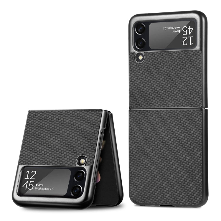 For Samsung Galaxy Z Flip3 5G Cross Pattern Slim PC Protective Case(Black) by buy2fix