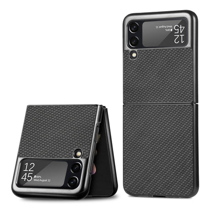 For Samsung Galaxy Z Flip3 5G Cross Pattern Slim PC Protective Case(Black) by buy2fix