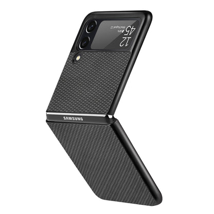 For Samsung Galaxy Z Flip3 5G Cross Pattern Slim PC Protective Case(Black) by buy2fix