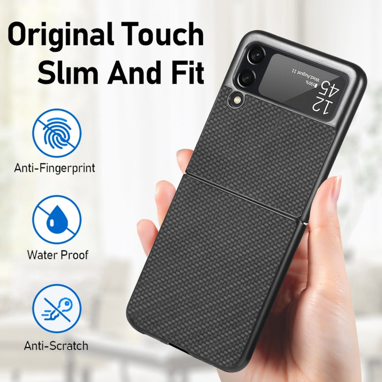 For Samsung Galaxy Z Flip3 5G Cross Pattern Slim PC Protective Case(Black) by buy2fix