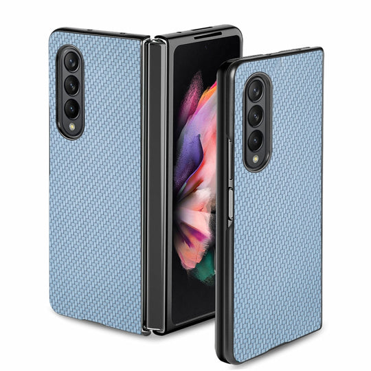 For Samsung Galaxy Z Fold3 5G Cross Pattern Slim PC Protective Case(Blue)