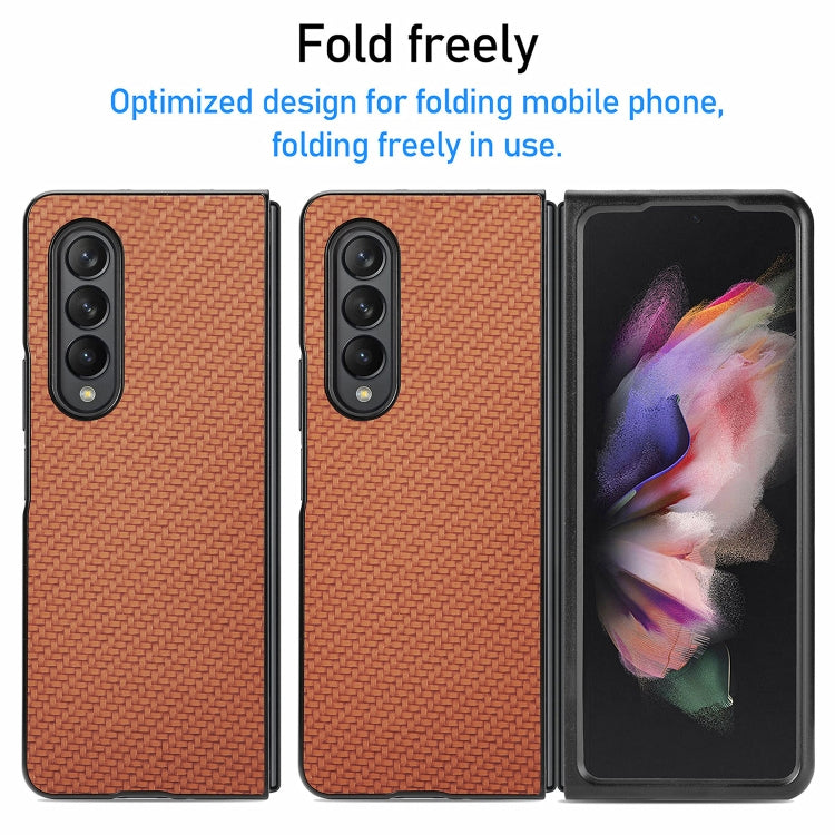 For Samsung Galaxy Z Fold3 5G Cross Pattern Slim PC Protective Case(Brown) by buy2fix