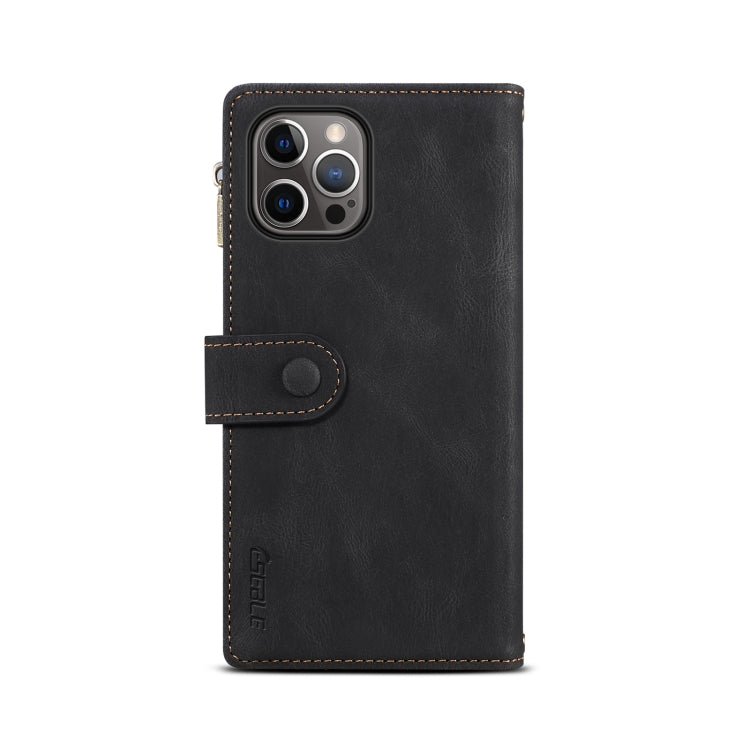 For iPhone 13 Pro Retro Frosted Horizontal Flip Leather Case with Holder & Card Slot & Wallet & Zipper Pocket & Lanyard (Black) - iPhone 13 Pro Cases by buy2fix | Online Shopping UK | buy2fix