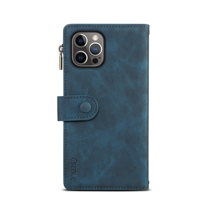 For iPhone 13 Pro Retro Frosted Horizontal Flip Leather Case with Holder & Card Slot & Wallet & Zipper Pocket & Lanyard (Deep Green) - iPhone 13 Pro Cases by buy2fix | Online Shopping UK | buy2fix