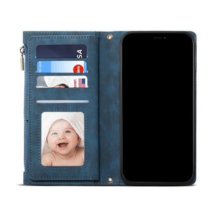 For iPhone 13 Retro Frosted Horizontal Flip Leather Case with Holder & Card Slot & Wallet & Zipper Pocket & Lanyard(Deep Green) - iPhone 13 Cases by buy2fix | Online Shopping UK | buy2fix