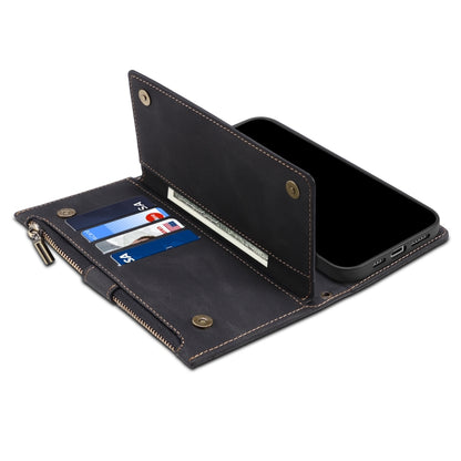 For iPhone 13 mini Retro Frosted Horizontal Flip Leather Case with Holder & Card Slot & Wallet & Zipper Pocket & Lanyard (Black) - iPhone 13 mini Cases by buy2fix | Online Shopping UK | buy2fix