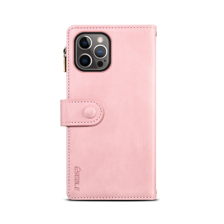For iPhone 12 Pro Max Retro Frosted Horizontal Flip Leather Case with Holder & Card Slot & Wallet & Zipper Pocket & Lanyard(Rose Gold) by buy2fix