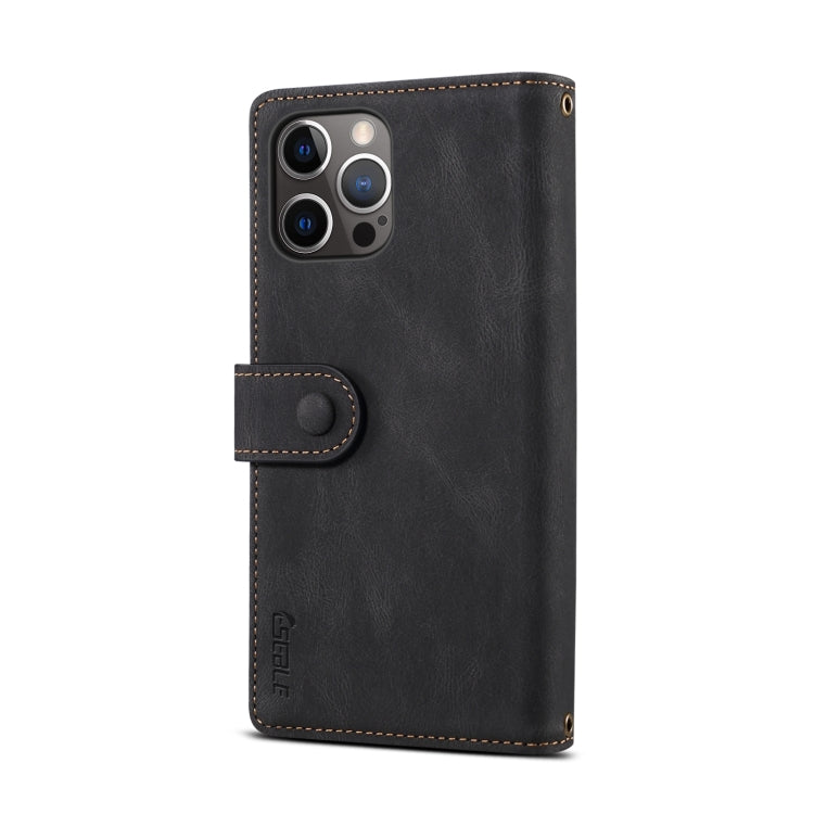 For iPhone 12 Pro Retro Frosted Horizontal Flip Leather Case with Holder & Card Slot & Wallet & Zipper Pocket & Lanyard(Black) - iPhone 12 / 12 Pro Cases by buy2fix | Online Shopping UK | buy2fix