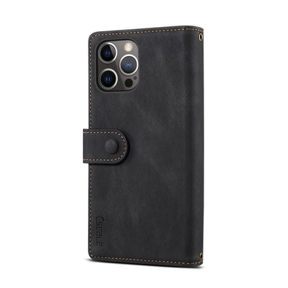 For iPhone 12 Pro Retro Frosted Horizontal Flip Leather Case with Holder & Card Slot & Wallet & Zipper Pocket & Lanyard(Black) - iPhone 12 / 12 Pro Cases by buy2fix | Online Shopping UK | buy2fix