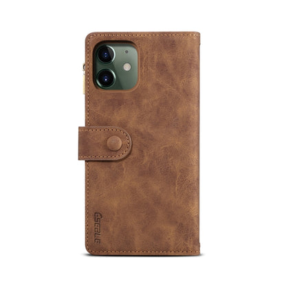 For iPhone 12 mini Retro Frosted Horizontal Flip Leather Case with Holder & Card Slot & Wallet & Zipper Pocket & Lanyard (Brown) by buy2fix
