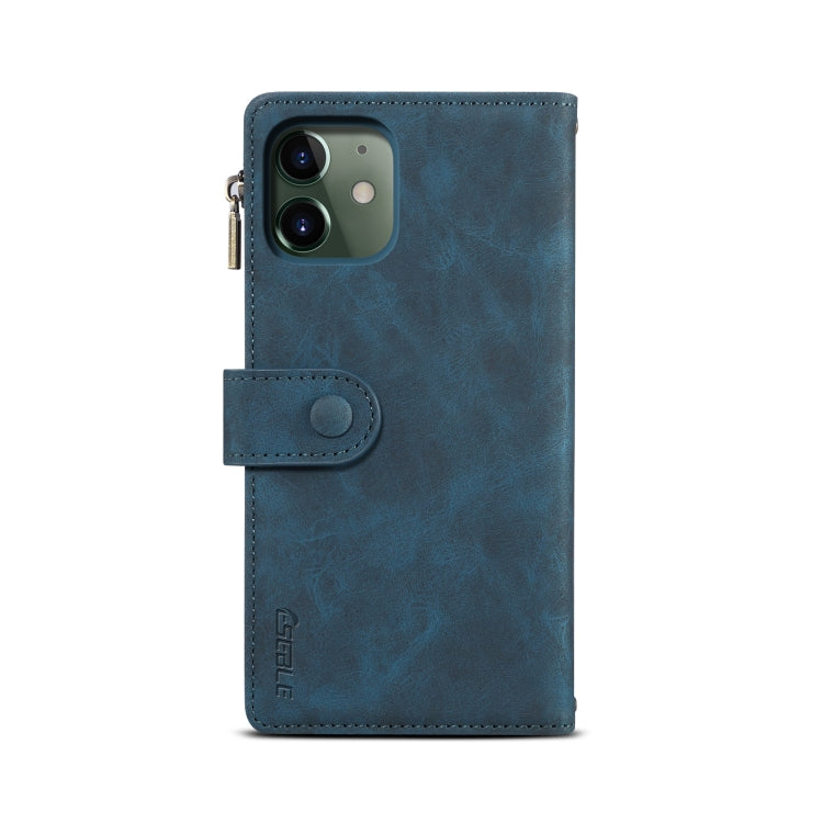 For iPhone 12 mini Retro Frosted Horizontal Flip Leather Case with Holder & Card Slot & Wallet & Zipper Pocket & Lanyard (Deep Green) - iPhone 12 mini Cases by buy2fix | Online Shopping UK | buy2fix