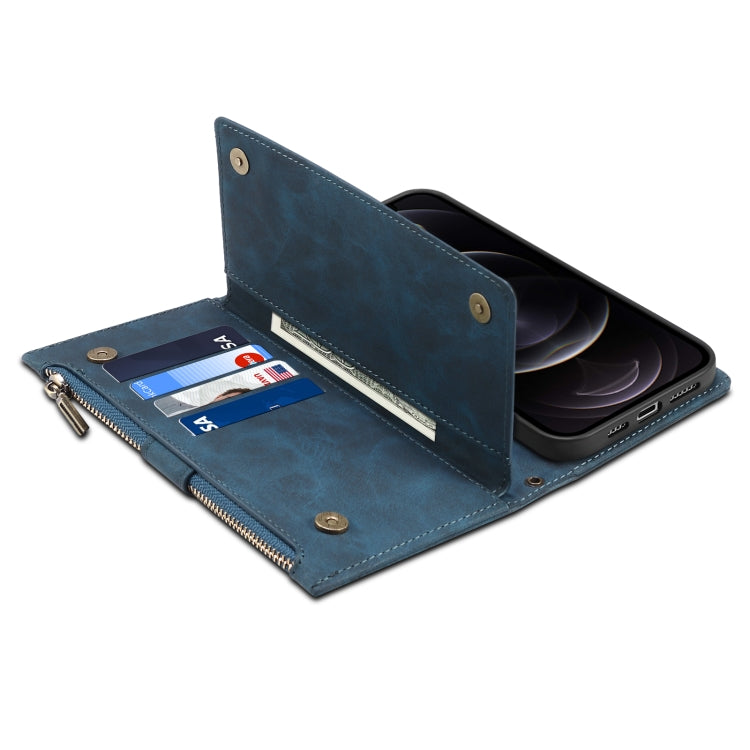 Retro Frosted Horizontal Flip Leather Case with Holder & Card Slot & Wallet & Zipper Pocket & Lanyard For iPhone 11 Pro(Deep Green) - iPhone 11 Pro Cases by buy2fix | Online Shopping UK | buy2fix