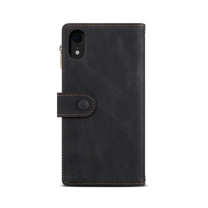 For iPhone XR Retro Frosted Horizontal Flip Leather Case with Holder & Card Slot & Wallet & Zipper Pocket & Lanyard(Black) - More iPhone Cases by buy2fix | Online Shopping UK | buy2fix