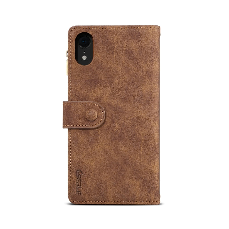 For iPhone XR Retro Frosted Horizontal Flip Leather Case with Holder & Card Slot & Wallet & Zipper Pocket & Lanyard(Brown) by buy2fix