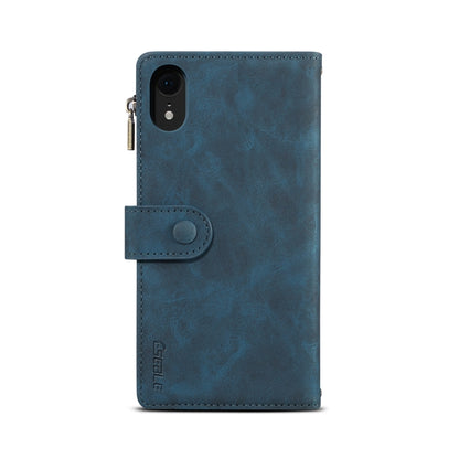 For iPhone XR Retro Frosted Horizontal Flip Leather Case with Holder & Card Slot & Wallet & Zipper Pocket & Lanyard(Deep Green) - More iPhone Cases by buy2fix | Online Shopping UK | buy2fix