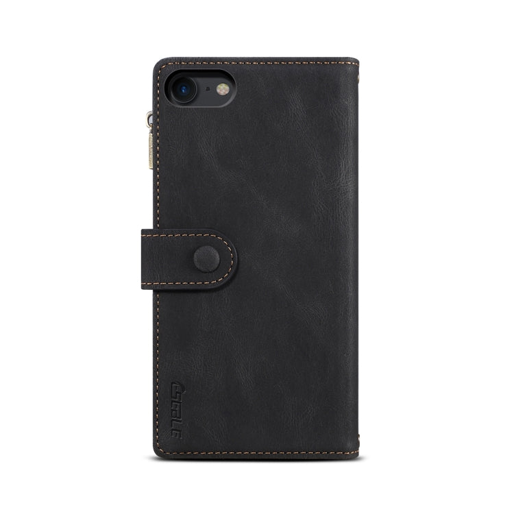 For iPhone SE 2022 / SE 2020 / 8 / 7 Retro Frosted Horizontal Flip Leather Case with Holder & Card Slot & Wallet & Zipper Pocket & Lanyard(Black) - iPhone SE 2022 / 2020 / 8 / 7 Cases by buy2fix | Online Shopping UK | buy2fix