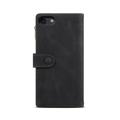 For iPhone SE 2022 / SE 2020 / 8 / 7 Retro Frosted Horizontal Flip Leather Case with Holder & Card Slot & Wallet & Zipper Pocket & Lanyard(Black) - iPhone SE 2022 / 2020 / 8 / 7 Cases by buy2fix | Online Shopping UK | buy2fix