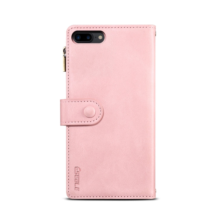 Retro Frosted Horizontal Flip Leather Case with Holder & Card Slot & Wallet & Zipper Pocket & Lanyard For iPhone 8 Plus & 7 Plus(Rose Gold) - More iPhone Cases by buy2fix | Online Shopping UK | buy2fix