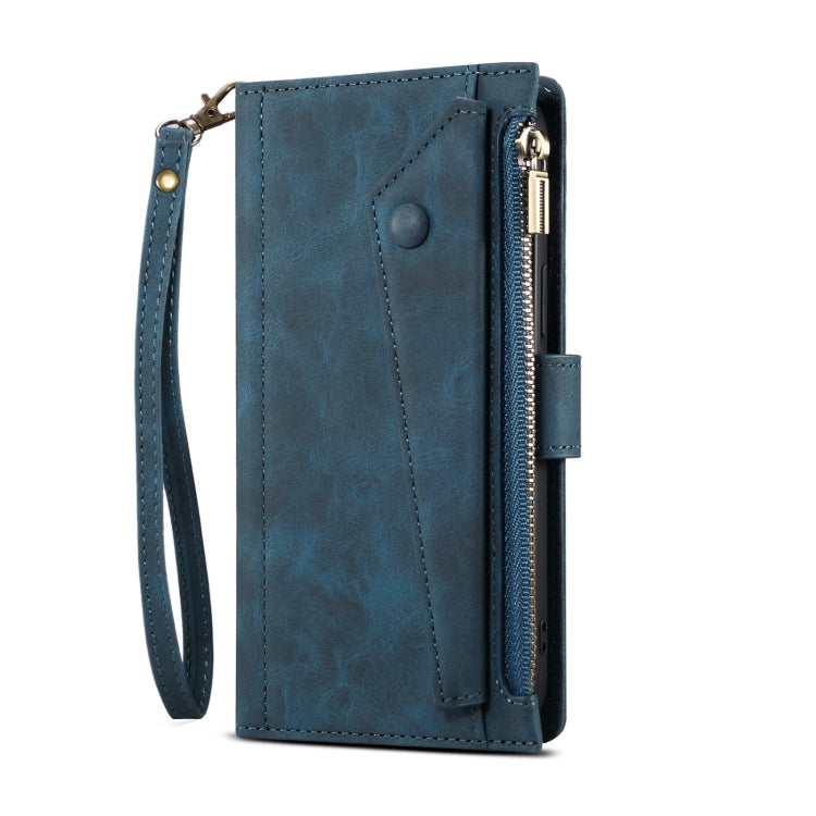 Retro Frosted Horizontal Flip Leather Case with Holder & Card Slot & Wallet & Zipper Pocket & Lanyard For iPhone 8 Plus & 7 Plus(Deep Green) - More iPhone Cases by buy2fix | Online Shopping UK | buy2fix