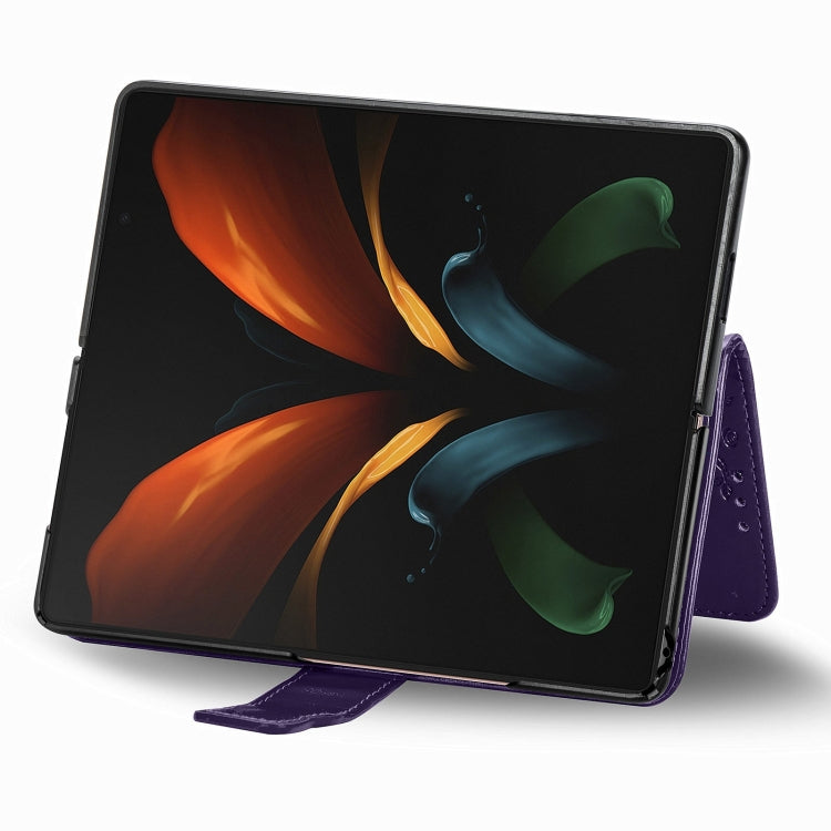 For Samsung Galaxy Z Fold3 5G Butterfly Love Flowers Embossed Horizontal Flip Leather Case with Holder & Card Slots & Wallet & Lanyard(Dark Purple) by buy2fix