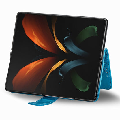 For Samsung Galaxy Z Fold3 5G Butterfly Love Flowers Embossed Horizontal Flip Leather Case with Holder & Card Slots & Wallet & Lanyard(Blue) by buy2fix