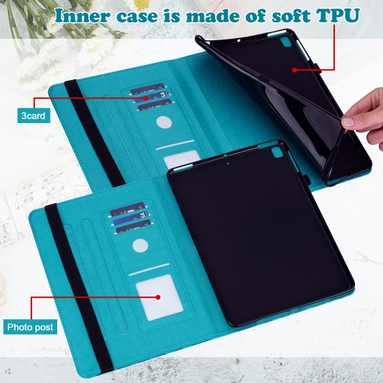 Tree & Deer Pattern Pressed Printing Horizontal Flip PU Leather Case with Holder & Card Slots & Sleep / Wake-up Function For iPad mini 5/4/3/2/1(Blue) - iPad Mini 4 & 3 & 2 & 1 Cases by buy2fix | Online Shopping UK | buy2fix