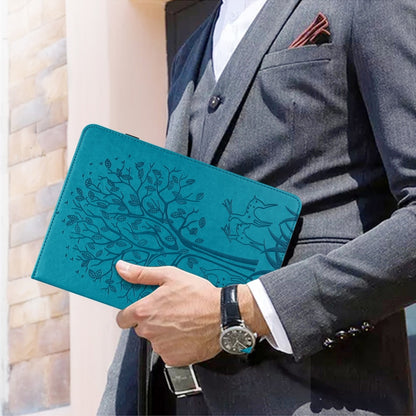 Tree & Deer Pattern Pressed Printing Horizontal Flip PU Leather Case with Holder & Card Slots & Sleep / Wake-up Function For iPad mini 5/4/3/2/1(Blue) - iPad Mini 4 & 3 & 2 & 1 Cases by buy2fix | Online Shopping UK | buy2fix