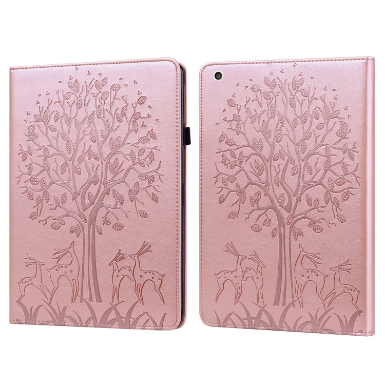 Tree & Deer Pattern Pressed Printing Horizontal Flip PU Leather Case with Holder & Card Slots & Sleep / Wake-up Function For iPad mini 5/4/3/2/1(Pink) - iPad Mini 4 & 3 & 2 & 1 Cases by buy2fix | Online Shopping UK | buy2fix