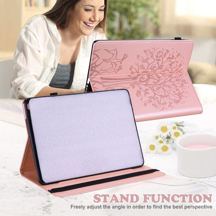 Tree & Deer Pattern Pressed Printing Horizontal Flip PU Leather Case with Holder & Card Slots & Sleep / Wake-up Function For iPad mini 5/4/3/2/1(Pink) - iPad Mini 4 & 3 & 2 & 1 Cases by buy2fix | Online Shopping UK | buy2fix