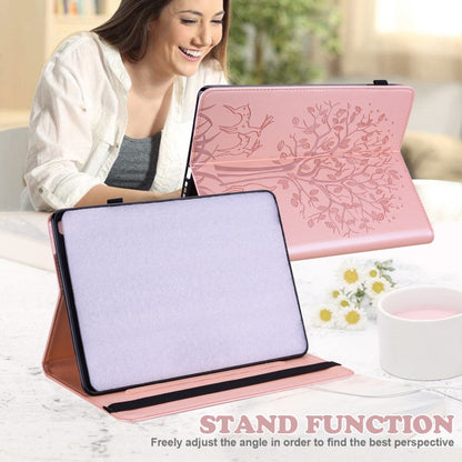 Tree & Deer Pattern Pressed Printing Horizontal Flip PU Leather Case with Holder & Card Slots & Sleep / Wake-up Function For iPad mini 5/4/3/2/1(Pink) - iPad Mini 4 & 3 & 2 & 1 Cases by buy2fix | Online Shopping UK | buy2fix