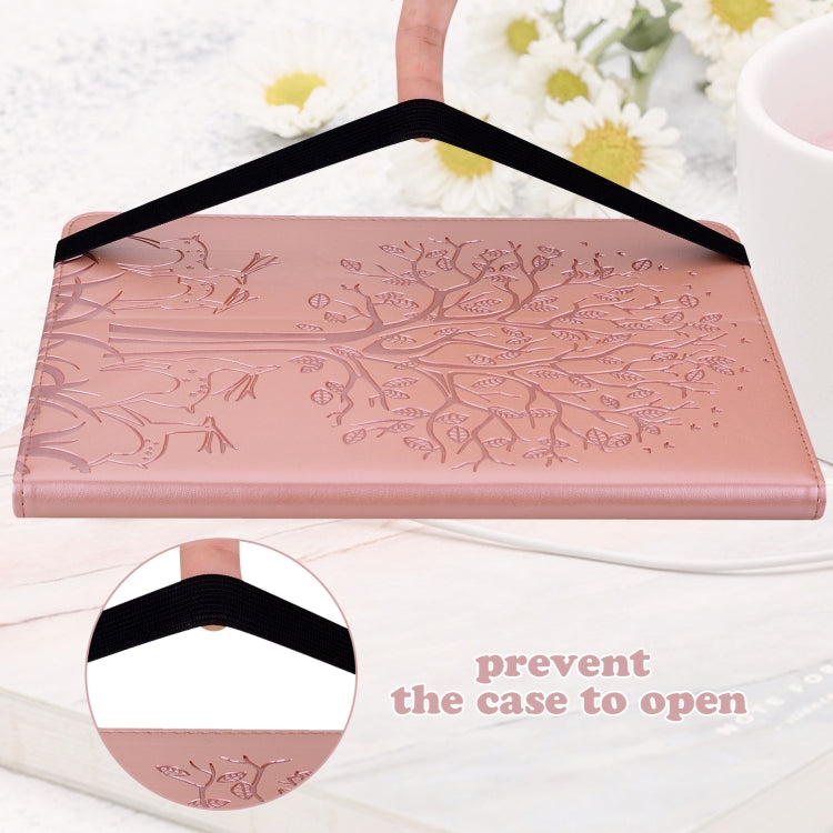 Tree & Deer Pattern Pressed Printing Horizontal Flip PU Leather Case with Holder & Card Slots & Sleep / Wake-up Function For iPad mini 5/4/3/2/1(Pink) - iPad Mini 4 & 3 & 2 & 1 Cases by buy2fix | Online Shopping UK | buy2fix
