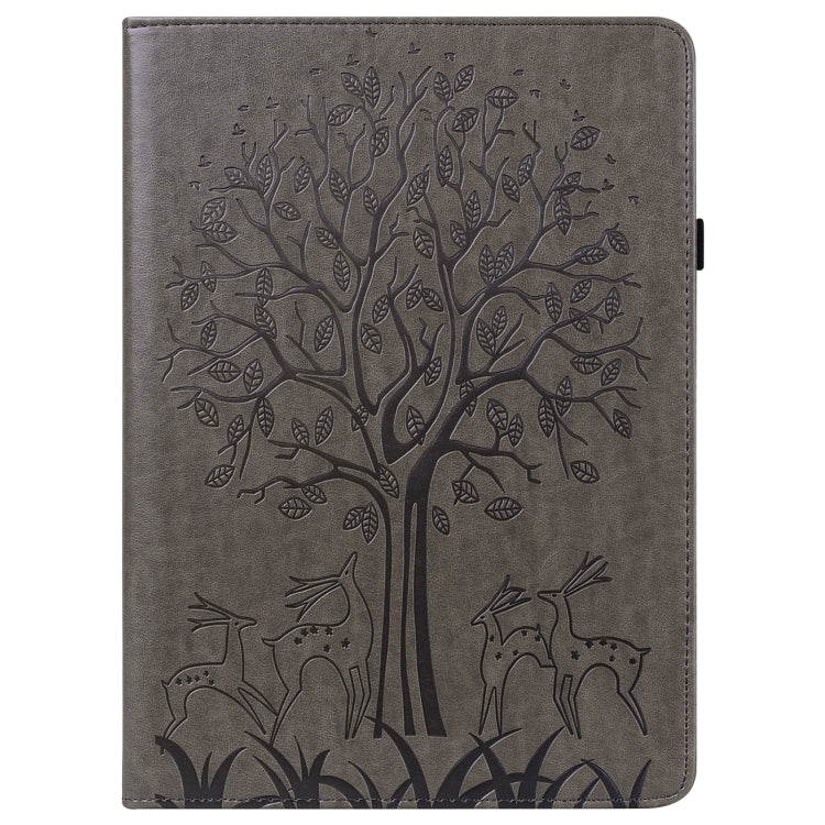 Tree & Deer Pattern Pressed Printing Horizontal Flip PU Leather Case with Holder & Card Slots & Sleep / Wake-up Function For iPad mini 5/4/3/2/1(Grey) - iPad Mini 4 & 3 & 2 & 1 Cases by buy2fix | Online Shopping UK | buy2fix