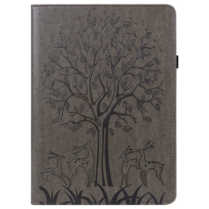 Tree & Deer Pattern Pressed Printing Horizontal Flip PU Leather Case with Holder & Card Slots & Sleep / Wake-up Function For iPad mini 5/4/3/2/1(Grey) - iPad Mini 4 & 3 & 2 & 1 Cases by buy2fix | Online Shopping UK | buy2fix