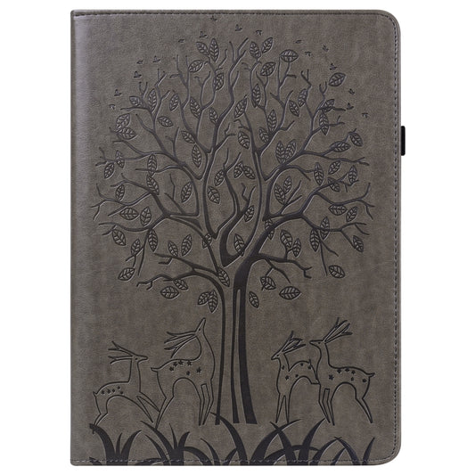 Tree & Deer Pattern Pressed Printing Horizontal Flip PU Leather Case with Holder & Card Slots & Sleep / Wake-up Function For iPad mini 5/4/3/2/1(Grey) - iPad Mini 4 & 3 & 2 & 1 Cases by buy2fix | Online Shopping UK | buy2fix