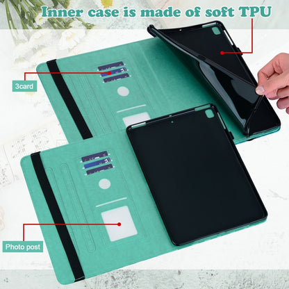 Tree & Deer Pattern Pressed Printing Horizontal Flip PU Leather Case with Holder & Card Slots & Sleep / Wake-up Function For iPad mini 5/4/3/2/1(Green) - iPad Mini 4 & 3 & 2 & 1 Cases by buy2fix | Online Shopping UK | buy2fix