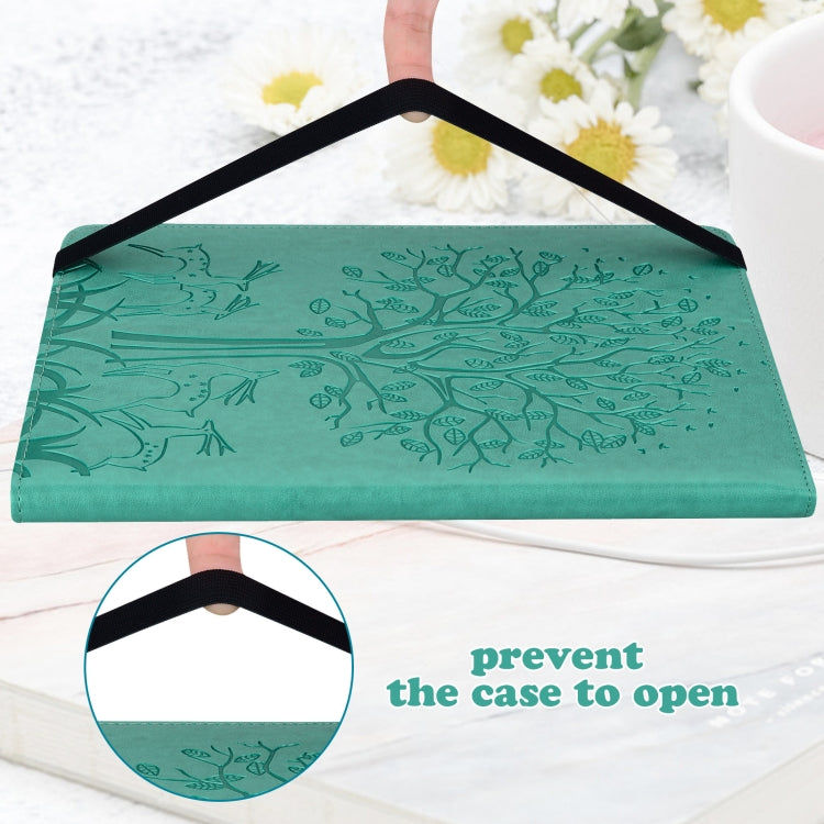 Tree & Deer Pattern Pressed Printing Horizontal Flip PU Leather Case with Holder & Card Slots & Sleep / Wake-up Function For iPad mini 5/4/3/2/1(Green) - iPad Mini 4 & 3 & 2 & 1 Cases by buy2fix | Online Shopping UK | buy2fix