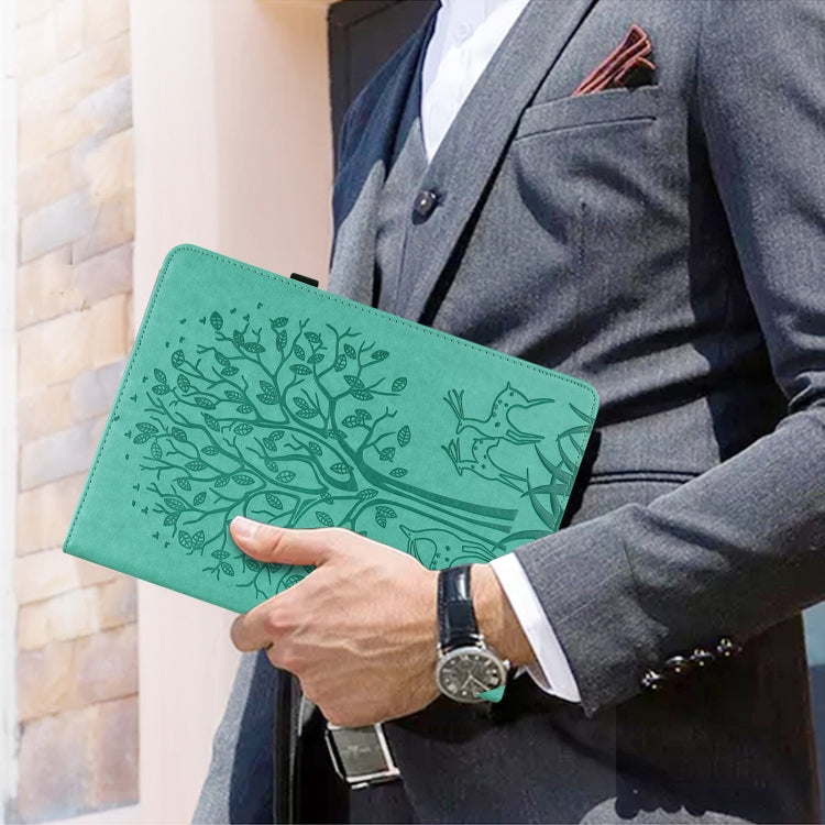 Tree & Deer Pattern Pressed Printing Horizontal Flip PU Leather Case with Holder & Card Slots & Sleep / Wake-up Function For iPad mini 5/4/3/2/1(Green) - iPad Mini 4 & 3 & 2 & 1 Cases by buy2fix | Online Shopping UK | buy2fix