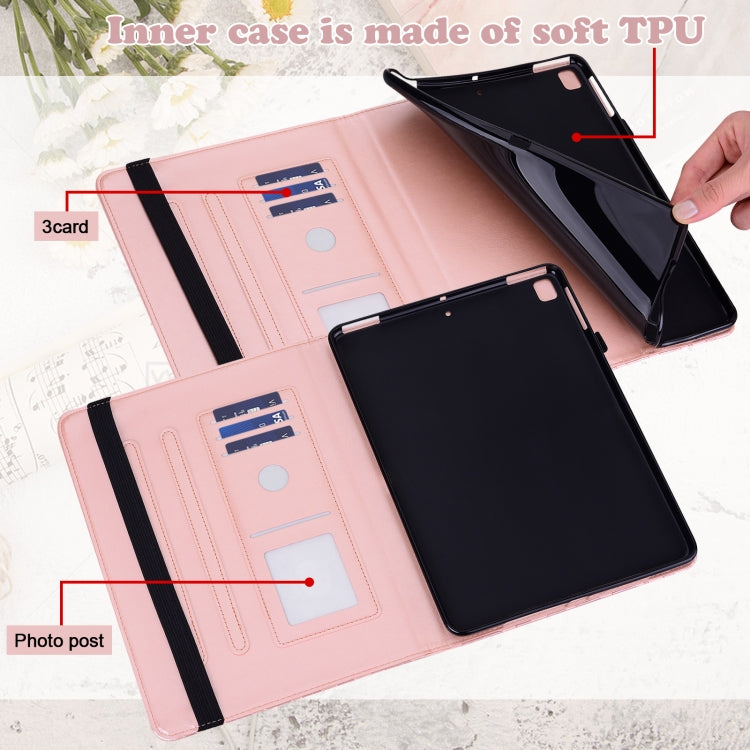 For Samsung Galaxy Tab S8 / Galaxy Tab S7 SM-T870 Tree & Deer Pattern Pressed Printing Horizontal Flip PU Leather Case with Holder & Card Slots(Pink) by buy2fix