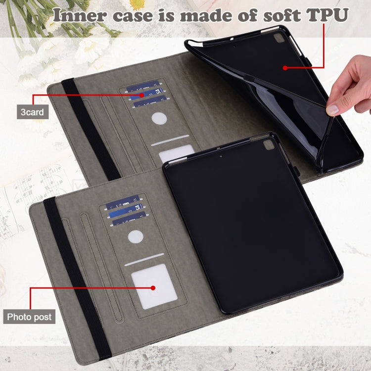 For Samsung Galaxy Tab S8 / Galaxy Tab S7 SM-T870 Tree & Deer Pattern Pressed Printing Horizontal Flip PU Leather Case with Holder & Card Slots(Grey) by buy2fix