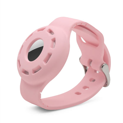 Anti-scratch Shockproof Silicone Bracelet Strap Protective Cover Case For AirTag(Pink) by buy2fix