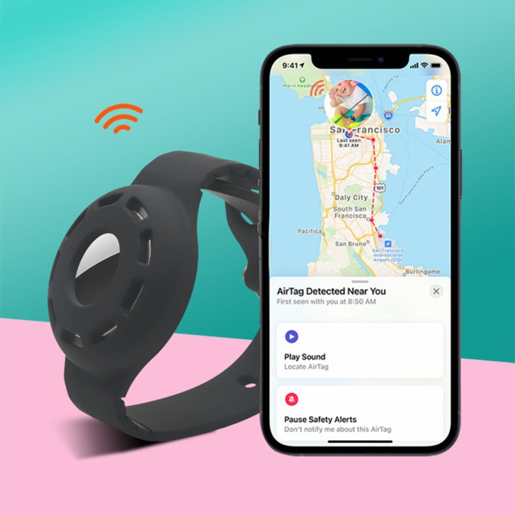 Anti-scratch Shockproof Silicone Bracelet Strap Protective Cover Case For AirTag(Yellow) by buy2fix