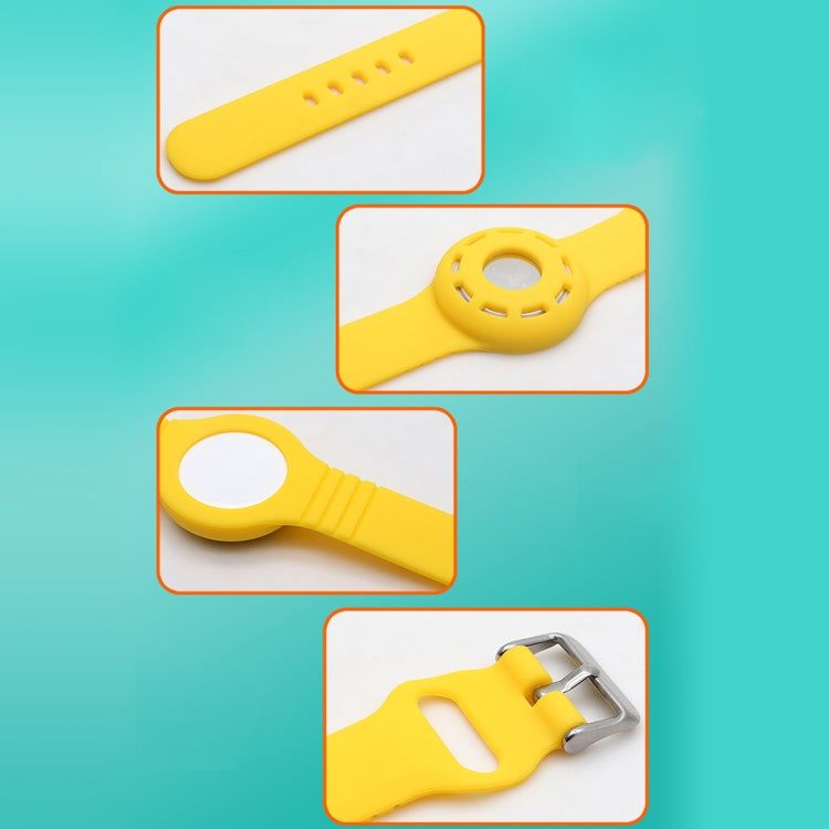 Anti-scratch Shockproof Silicone Bracelet Strap Protective Cover Case For AirTag(Yellow) by buy2fix