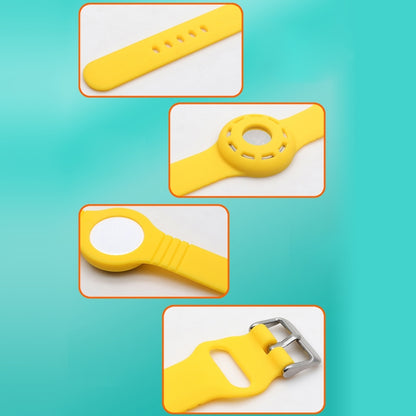 Anti-scratch Shockproof Silicone Bracelet Strap Protective Cover Case For AirTag(Yellow) by buy2fix