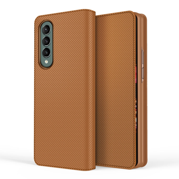 For Samsung Galaxy Z Fold3 5G Split Type Horizontal Flip Foldable Leather Case with Holder & Card Slots & Wallet(Fiber Brown) - Galaxy Phone Cases by buy2fix | Online Shopping UK | buy2fix