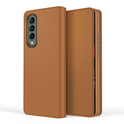 For Samsung Galaxy Z Fold3 5G Split Type Horizontal Flip Foldable Leather Case with Holder & Card Slots & Wallet(Fiber Brown) - Galaxy Phone Cases by buy2fix | Online Shopping UK | buy2fix