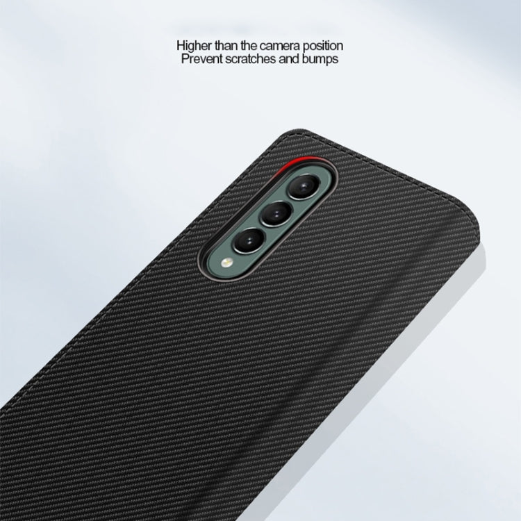 For Samsung Galaxy Z Fold3 5G Split Type Horizontal Flip Foldable Leather Case with Holder & Card Slots & Wallet(Fiber Black) - Galaxy Phone Cases by buy2fix | Online Shopping UK | buy2fix