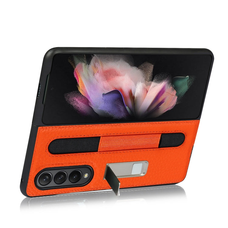 For Samsung Galaxy Z Fold3 5G Litchi Texture Leather Protective Case with Holder & Pen Slot(Red) - Galaxy Phone Cases by buy2fix | Online Shopping UK | buy2fix