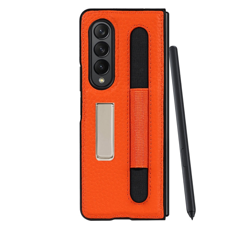 For Samsung Galaxy Z Fold3 5G Litchi Texture Leather Protective Case with Holder & Pen Slot(Red) - Galaxy Phone Cases by buy2fix | Online Shopping UK | buy2fix