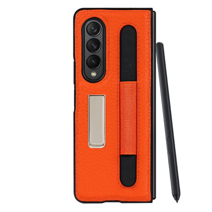 For Samsung Galaxy Z Fold3 5G Litchi Texture Leather Protective Case with Holder & Pen Slot(Red) - Galaxy Phone Cases by buy2fix | Online Shopping UK | buy2fix