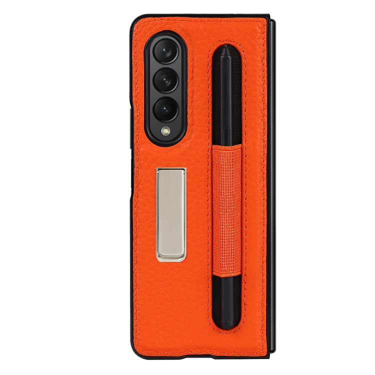 For Samsung Galaxy Z Fold3 5G Litchi Texture Leather Protective Case with Holder & Pen Slot(Red) - Galaxy Phone Cases by buy2fix | Online Shopping UK | buy2fix